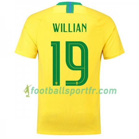 Tenue Brésil Willian 19 Domicile Coupe du monde 2018 Maillot de Foot
